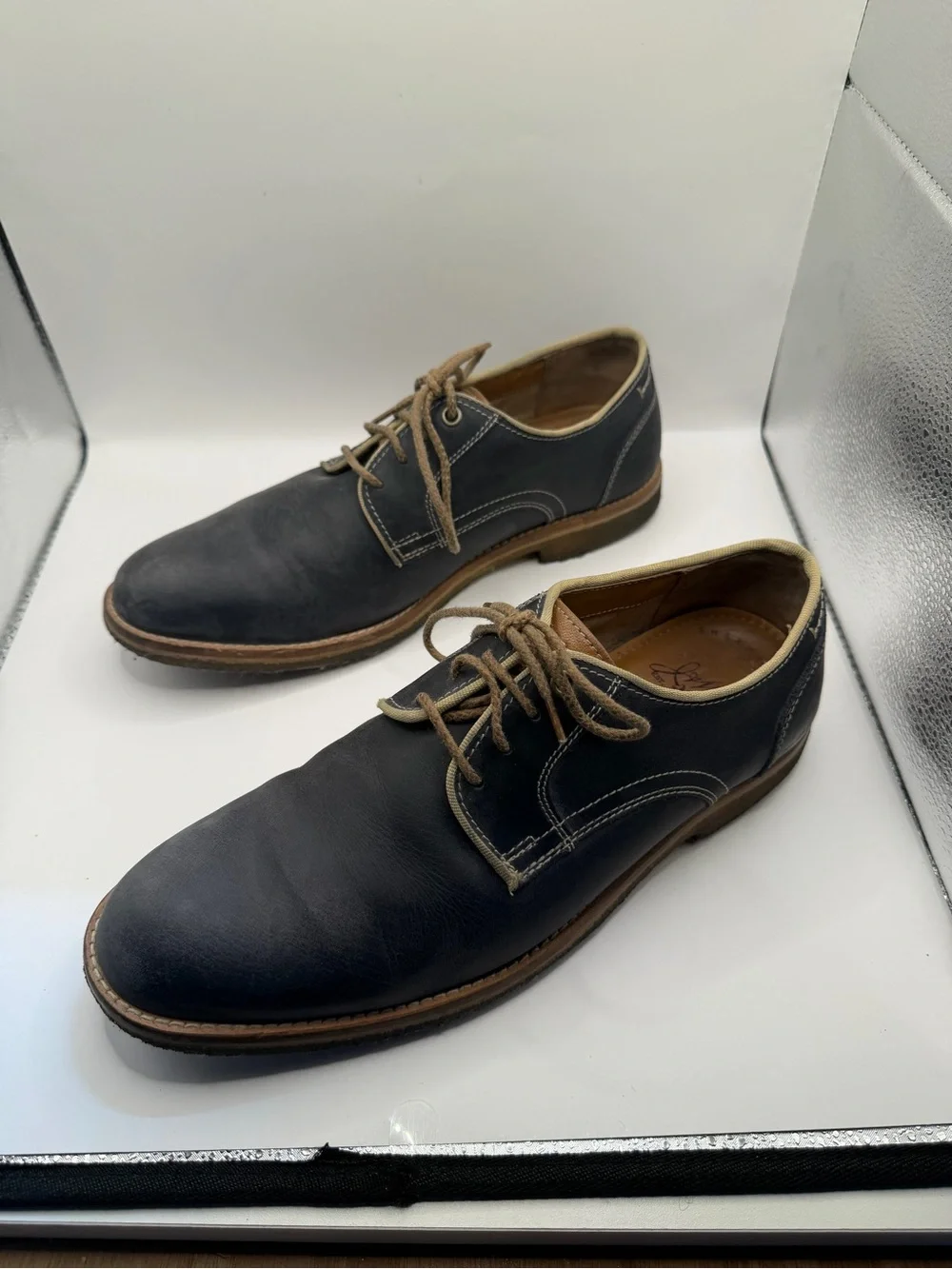 Johnston & Murphy 1850 Men’s Leather Oxford Dress Shoes Navy Blue Size 8